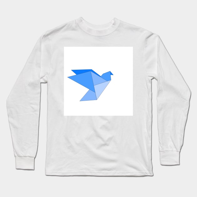 blue origami bird Long Sleeve T-Shirt by stoekenbroek
